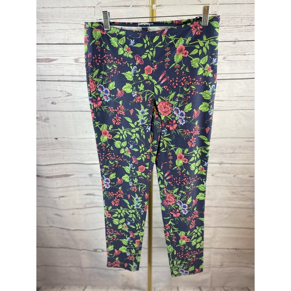 J. McLaughlin Floral Slim Leg Ankle Pants Navy Multicolor Womens Size 6